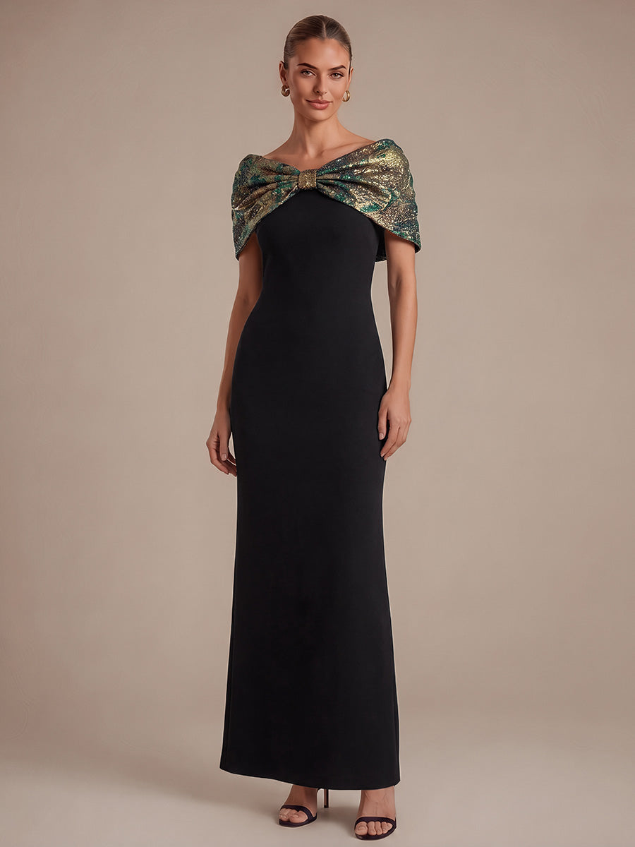 robe maxi bodycon ¨¤ manches courtes et d¨¦collet¨¦ en V #Couleur_Vert foncé/Or