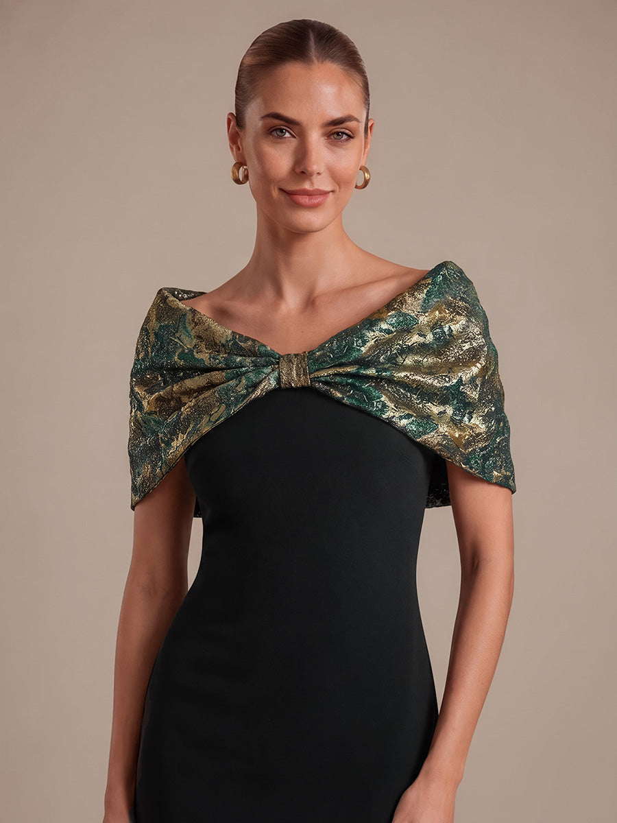 robe maxi bodycon ¨¤ manches courtes et d¨¦collet¨¦ en V #Couleur_Vert foncé/Or