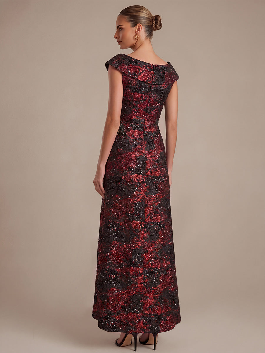 robe sir¨¨ne ¨¤ volants ¨¤ manches courtes en V avec une coupe asym¨¦trique et fermeture ¨¦clair au dos #Couleur_Bourgogne/Noir
