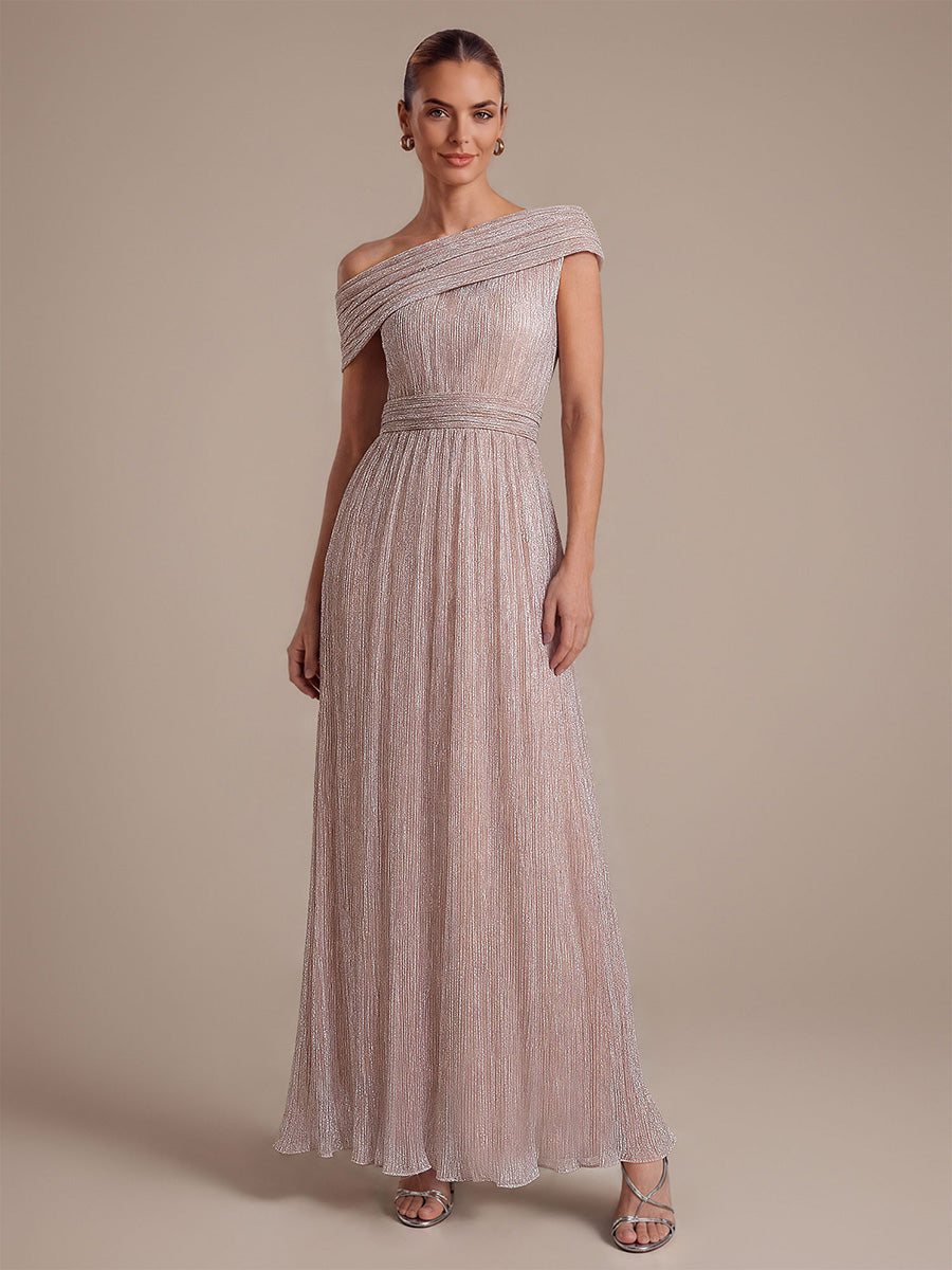 Robe A-Line sans manches maxi pliss¨¦e avec tissu extensible #Couleur_Rose