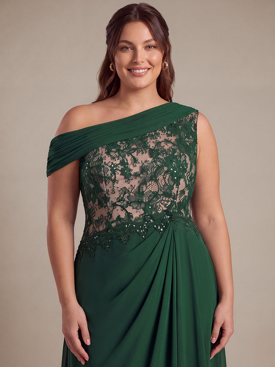 Robe maxi élégante sans manches à épaule unique transparente en A #Couleur_Vert Fonce
