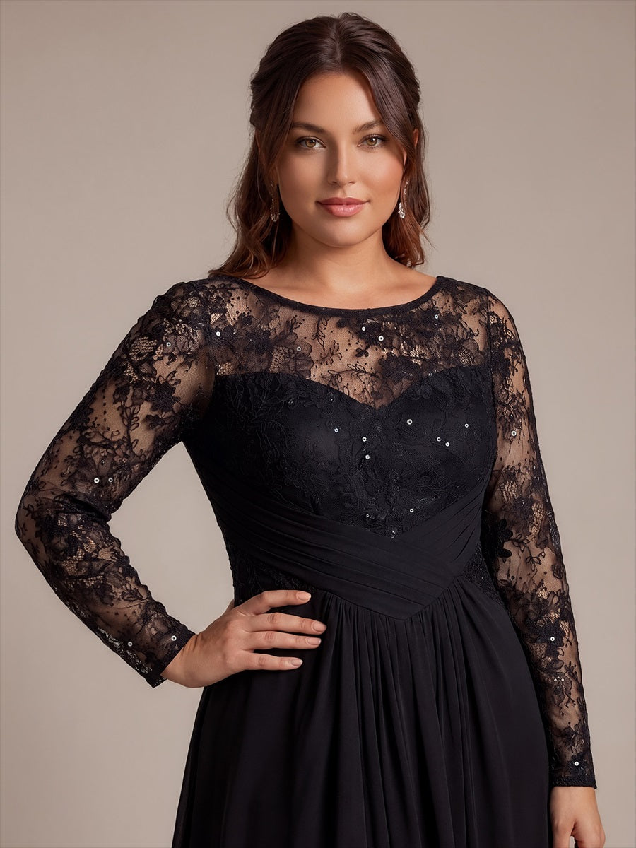 Mousseline Coupe trapèze Fermeture zippée au dos Robe #Couleur_Noir