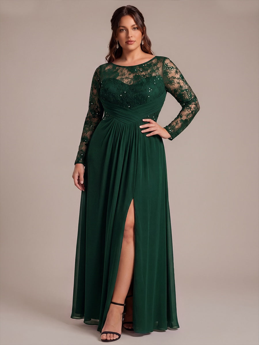 Mousseline Coupe trapèze Fermeture zippée au dos Robe #Couleur_Vert Fonce