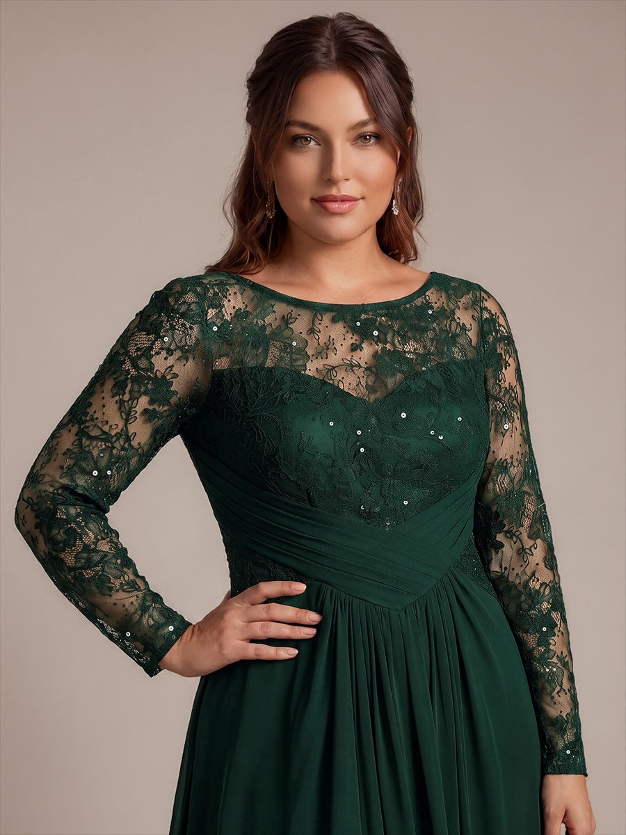 Mousseline Coupe trapèze Fermeture zippée au dos Robe #Couleur_Vert Fonce