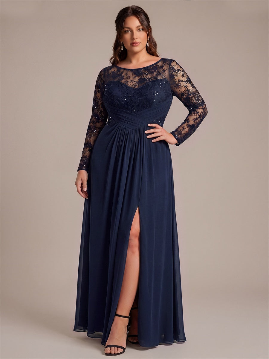 Mousseline Coupe trapèze Fermeture zippée au dos Robe #Couleur_Bleu