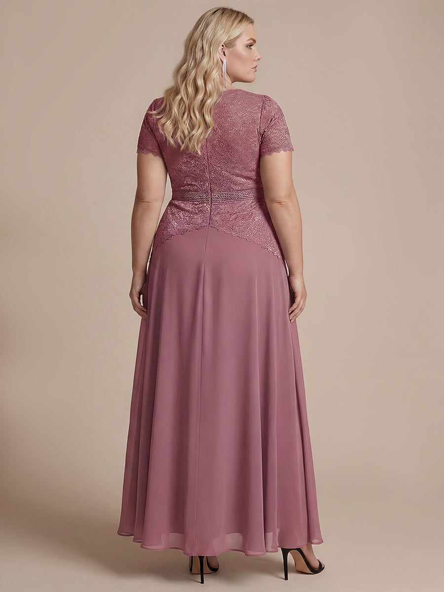 robe longue à encolure ronde à manches courtes en sequins coupe évasée #Couleur_Orchidee
