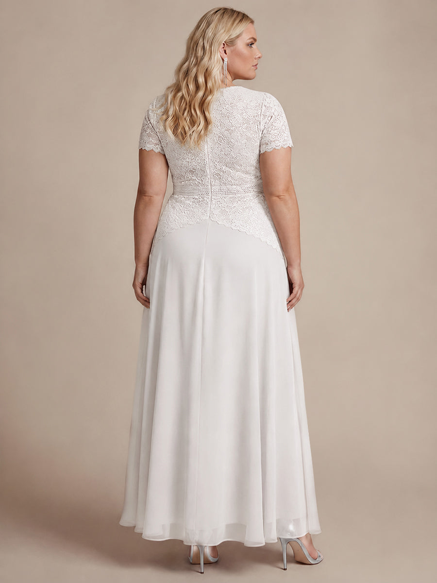 robe longue à encolure ronde à manches courtes en sequins coupe évasée #Couleur_Blanc