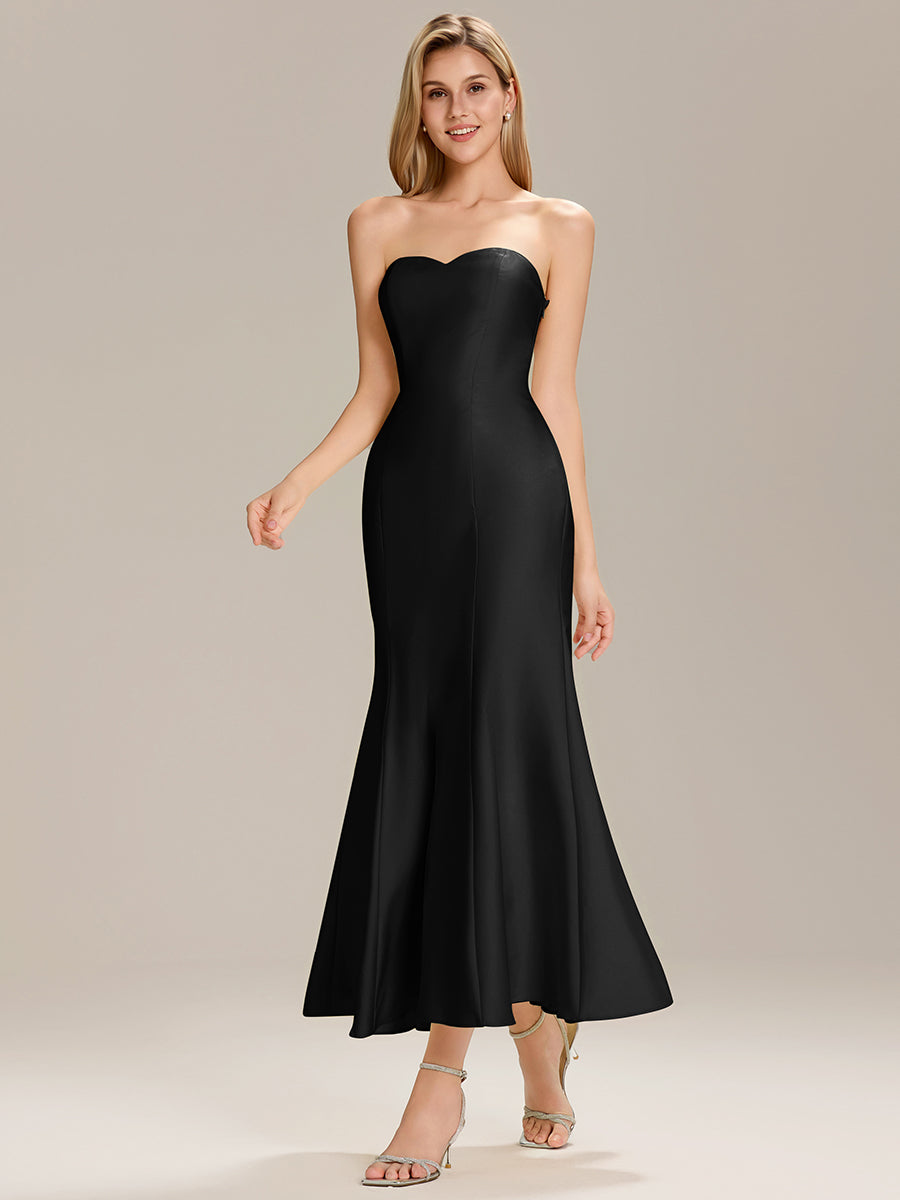 Robe maxi sirène sans bretelles extensible pour mariage #Couleur_Noir