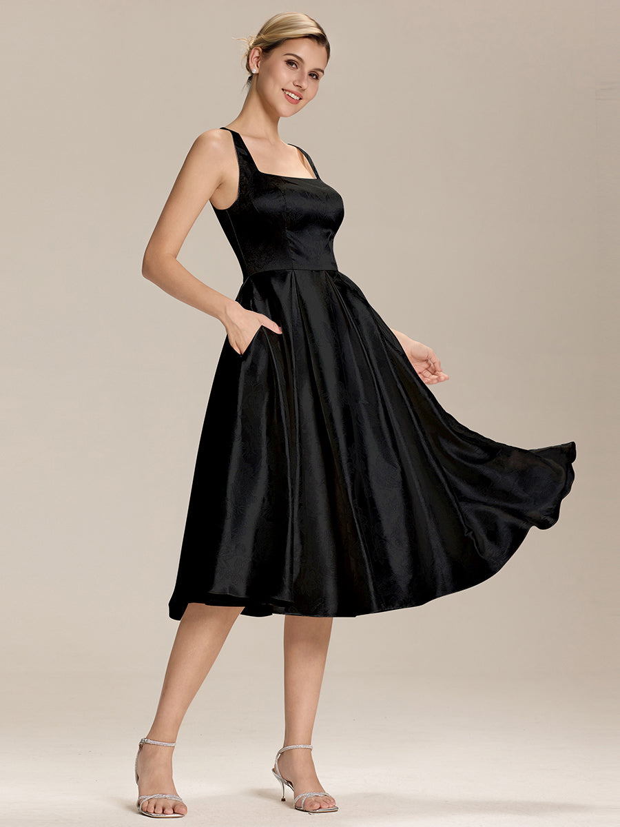 Robe de remise de diplôme en satin à fleurs #Couleur_Noir