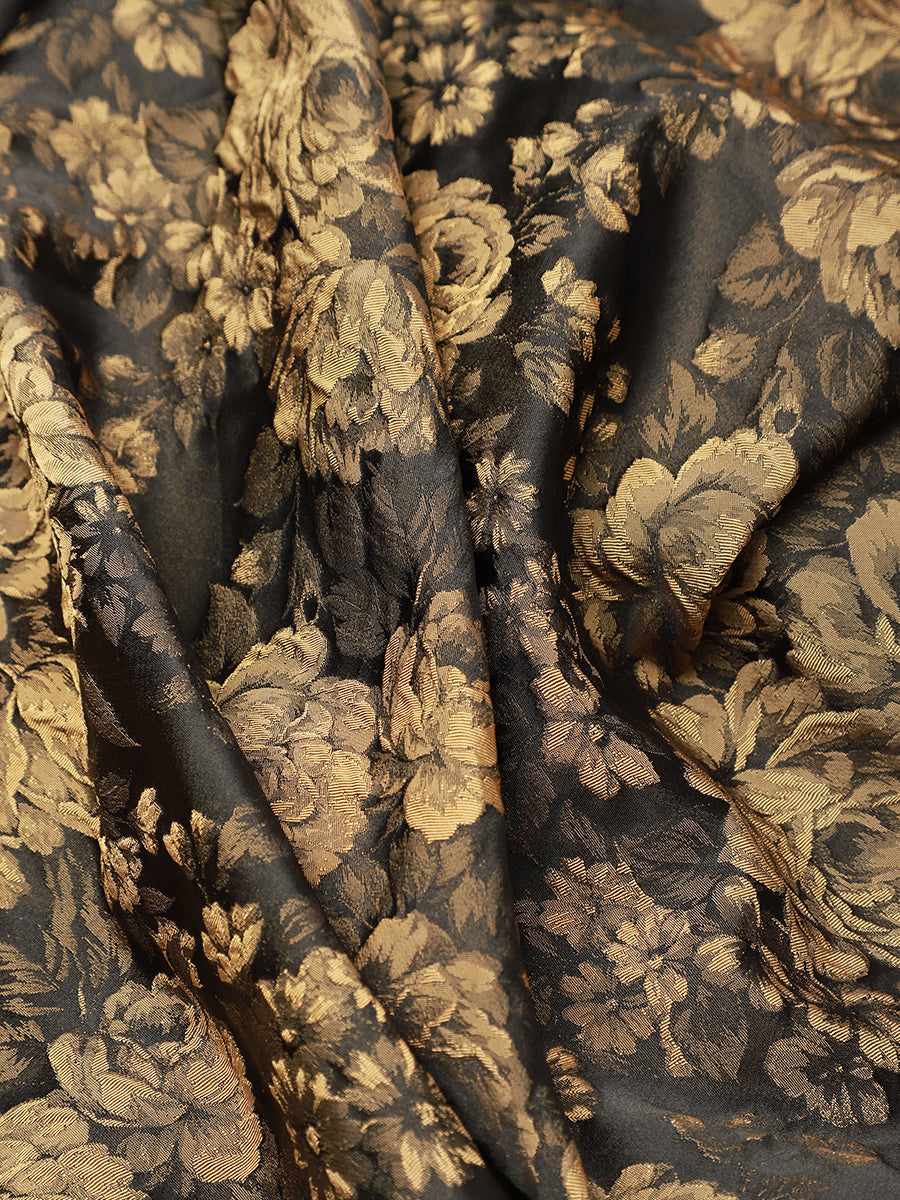 robe midi ¨¦vas¨¦e ¨¤ manches courtes imprim¨¦e avec col rond et fermeture ¨¦clair au dos #Couleur_Noir/Or