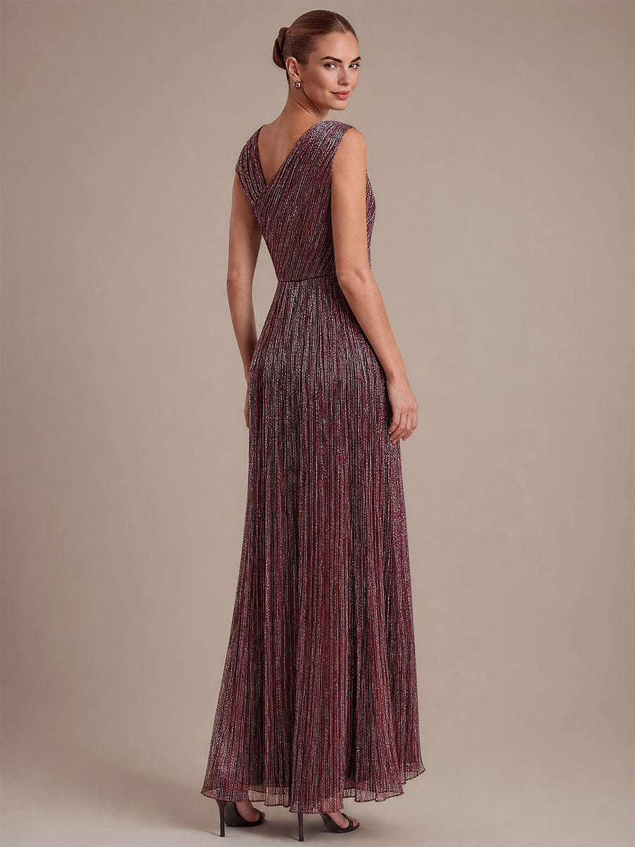 Robe maxi sans manches ¨¤ encolure asym¨¦trique avec fente lat¨¦rale et tissu extensible #Couleur_Brun Acajou