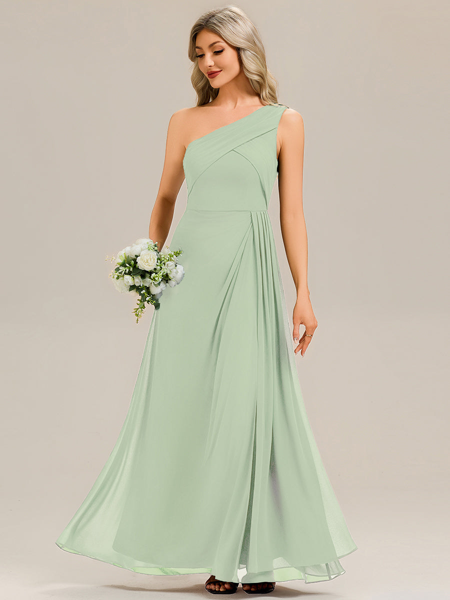 Robe midi sans manches asymétrique avec des rubans fluides rassemblés Robe de demoiselle d'honneur #Couleur_Menthe Verte