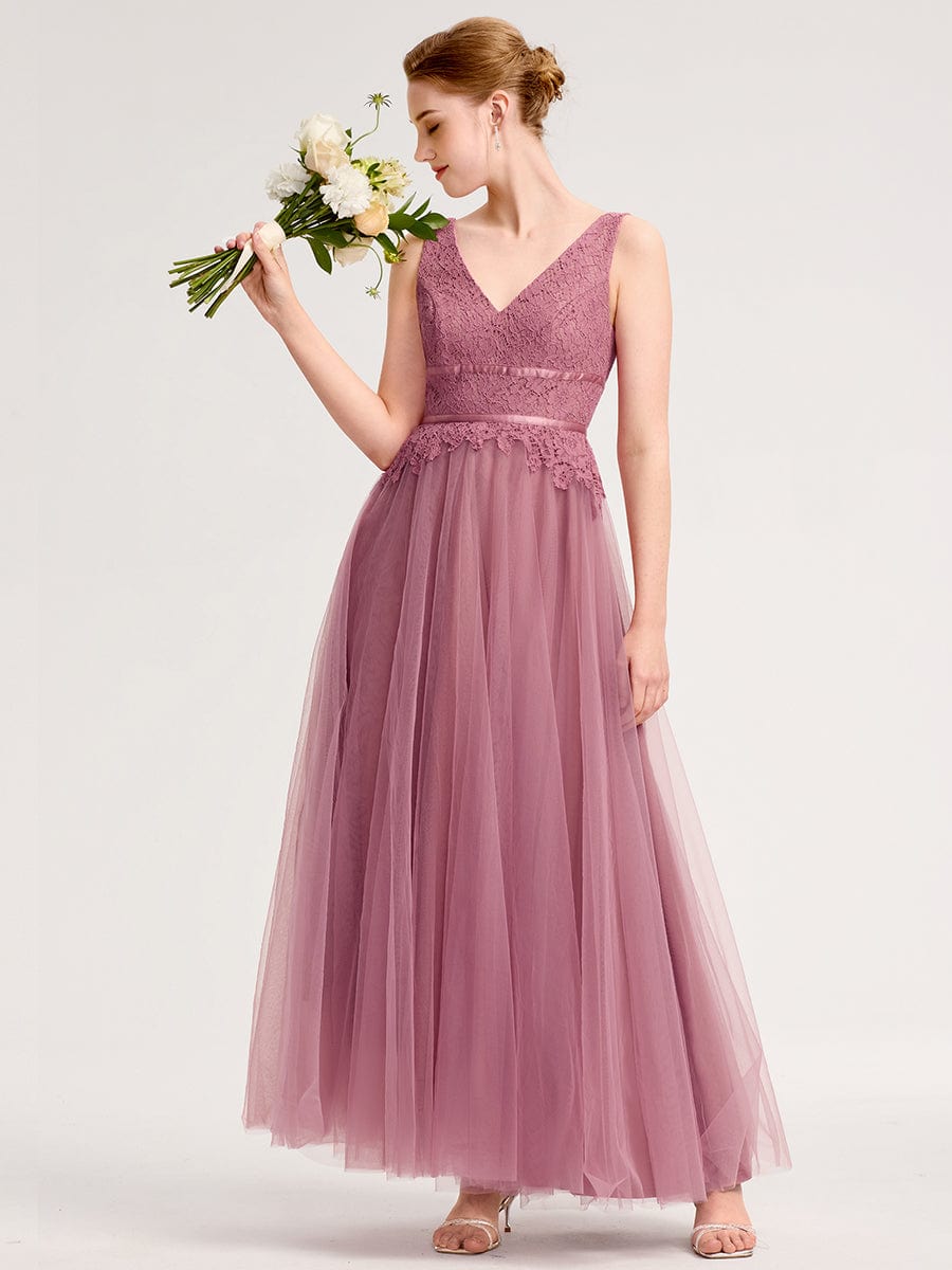 Robe d'invité de mariage trapèze en mousseline fluide à encolure ronde et longueur au genou #Couleur_Orchidee