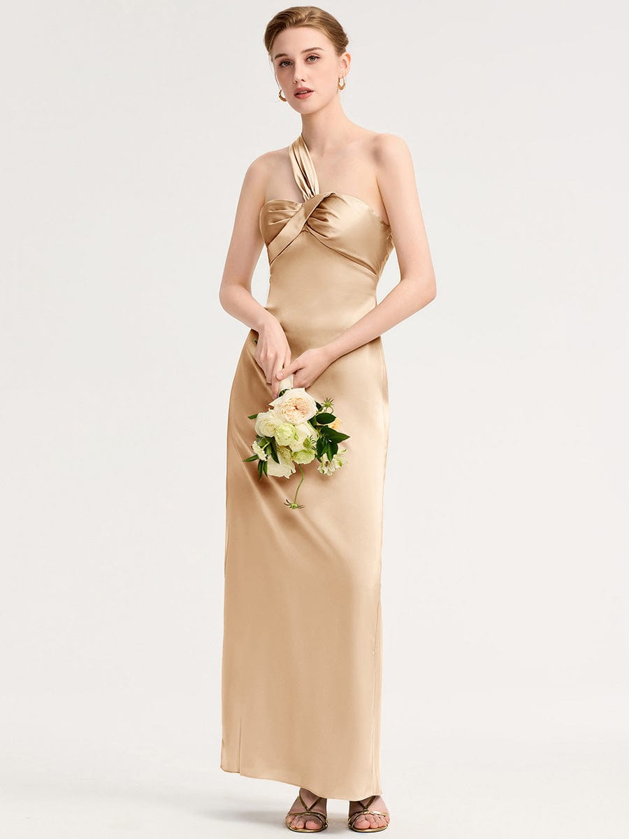 Robe d'invité de mariage trapèze en mousseline fluide à encolure ronde et longueur au genou #Couleur_Charbon