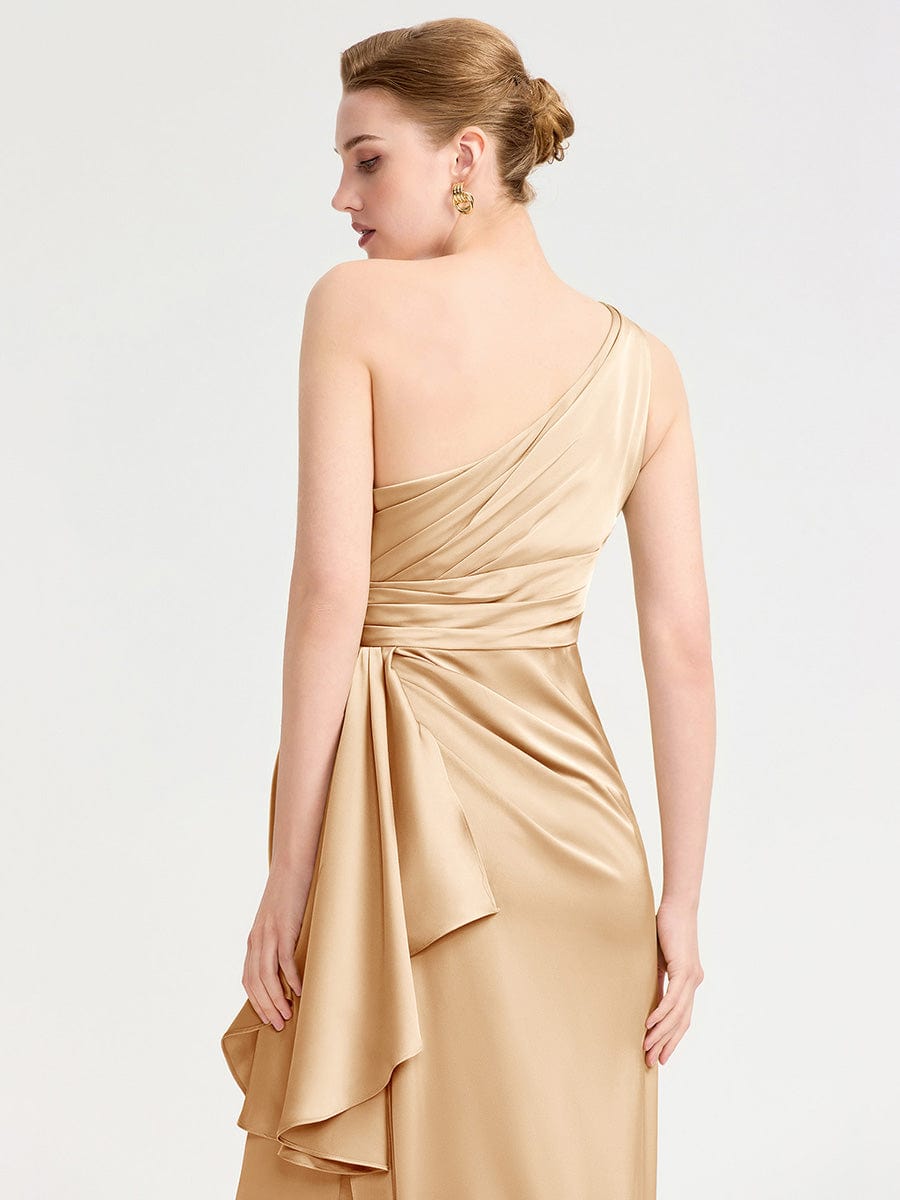 Robe d'invité de mariage trapèze en mousseline fluide à encolure ronde et longueur au genou #Couleur_Charbon