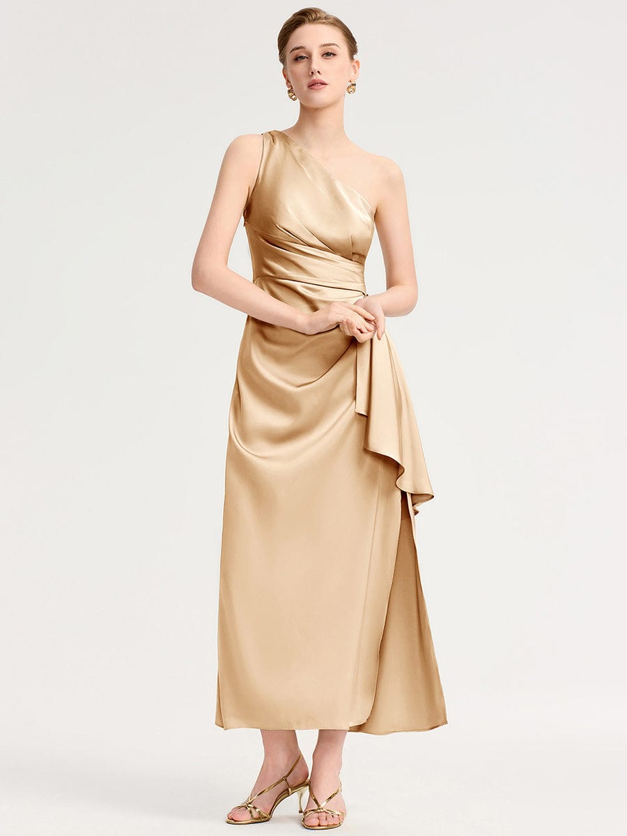 Robe d'invité de mariage trapèze en mousseline fluide à encolure ronde et longueur au genou #Couleur_Charbon