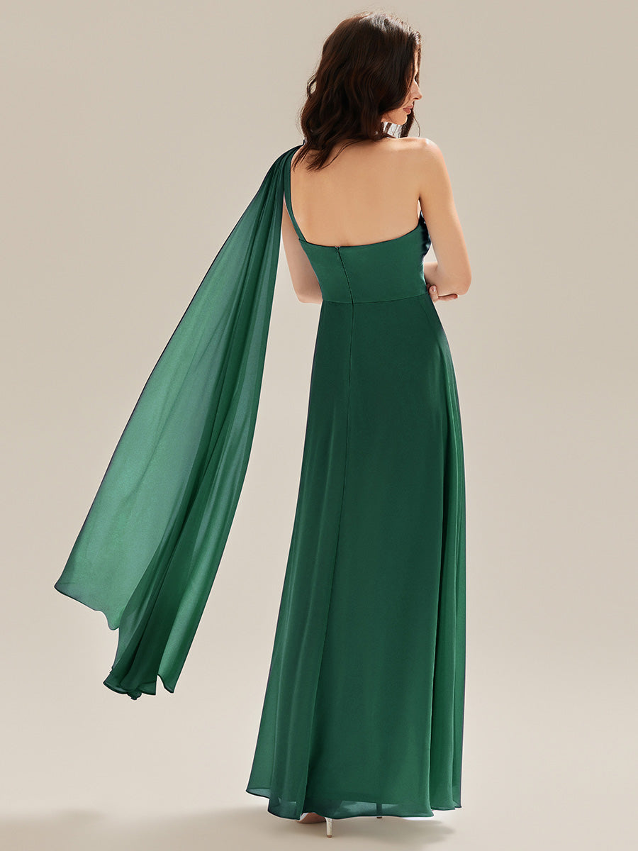 Robe longue sans manches décolletée en V plis soleil #Couleur_Vert Fonce