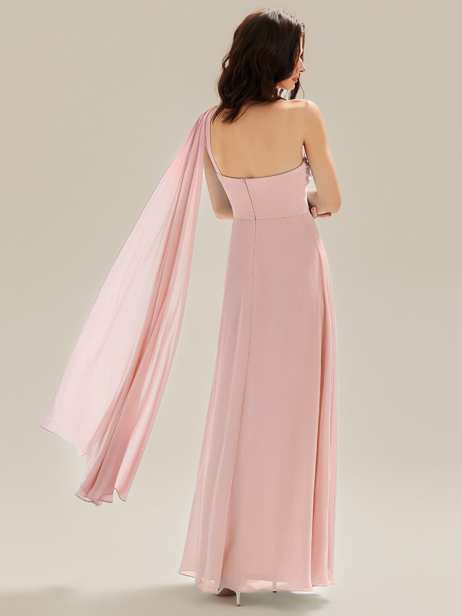 Robe longue sans manches décolletée en V plis soleil #Couleur_Rose