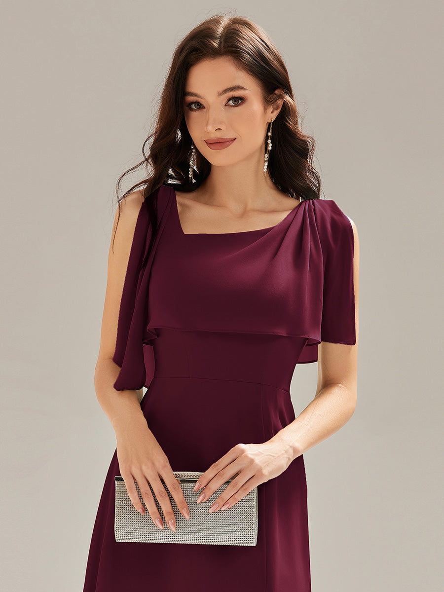 Robe longue sans manches à décolleté halter fente haute #Couleur_Bordeaux