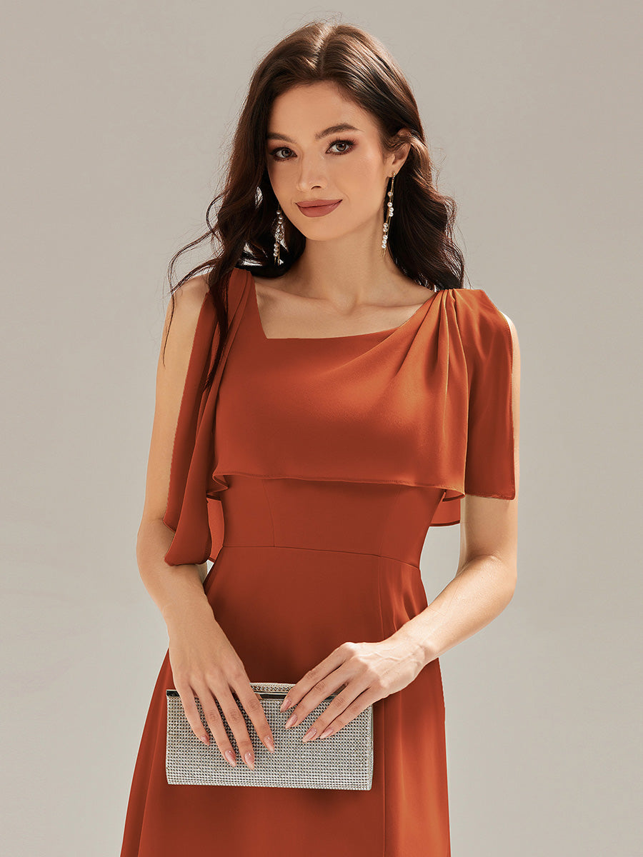 Robe longue sans manches à décolleté halter fente haute #Couleur_Burnt Orange