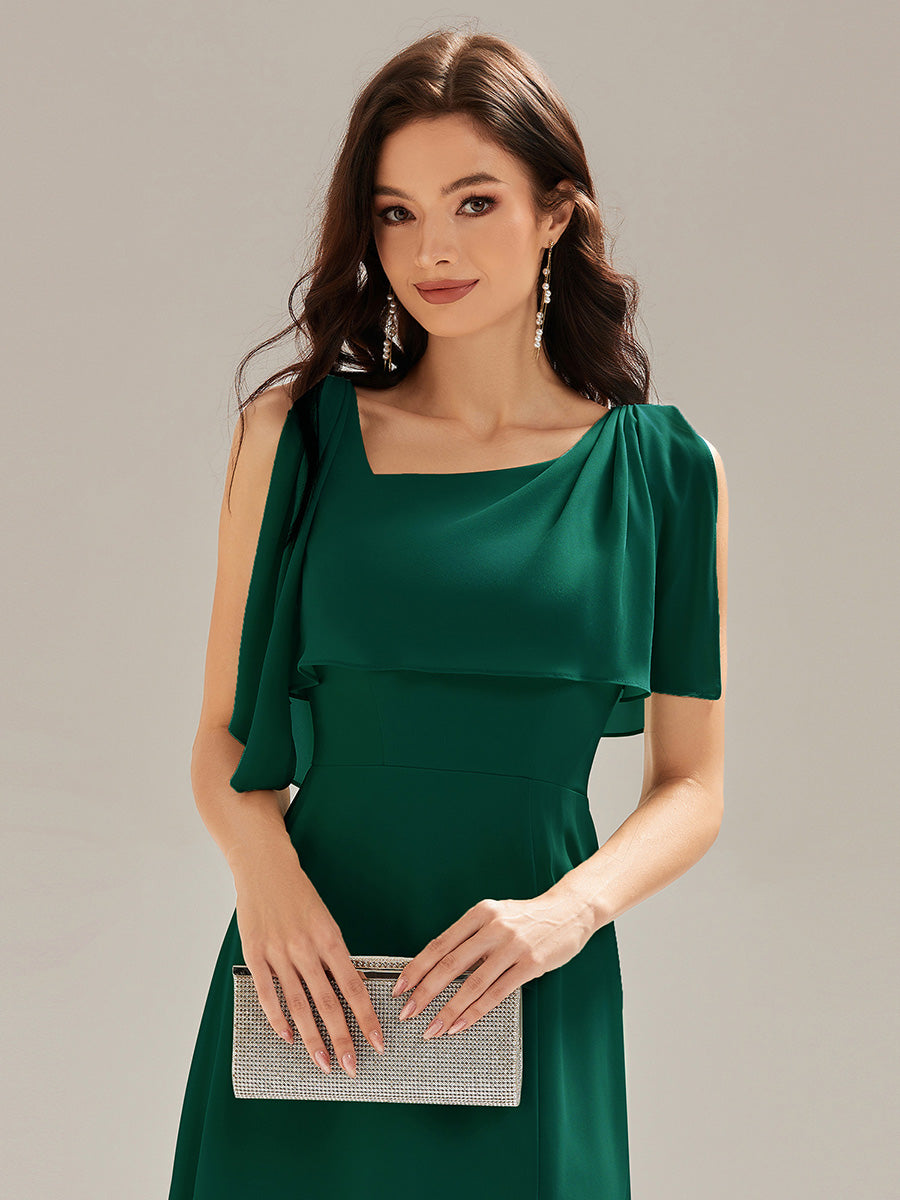 Robe longue sans manches à décolleté halter fente haute #Couleur_Vert Fonce
