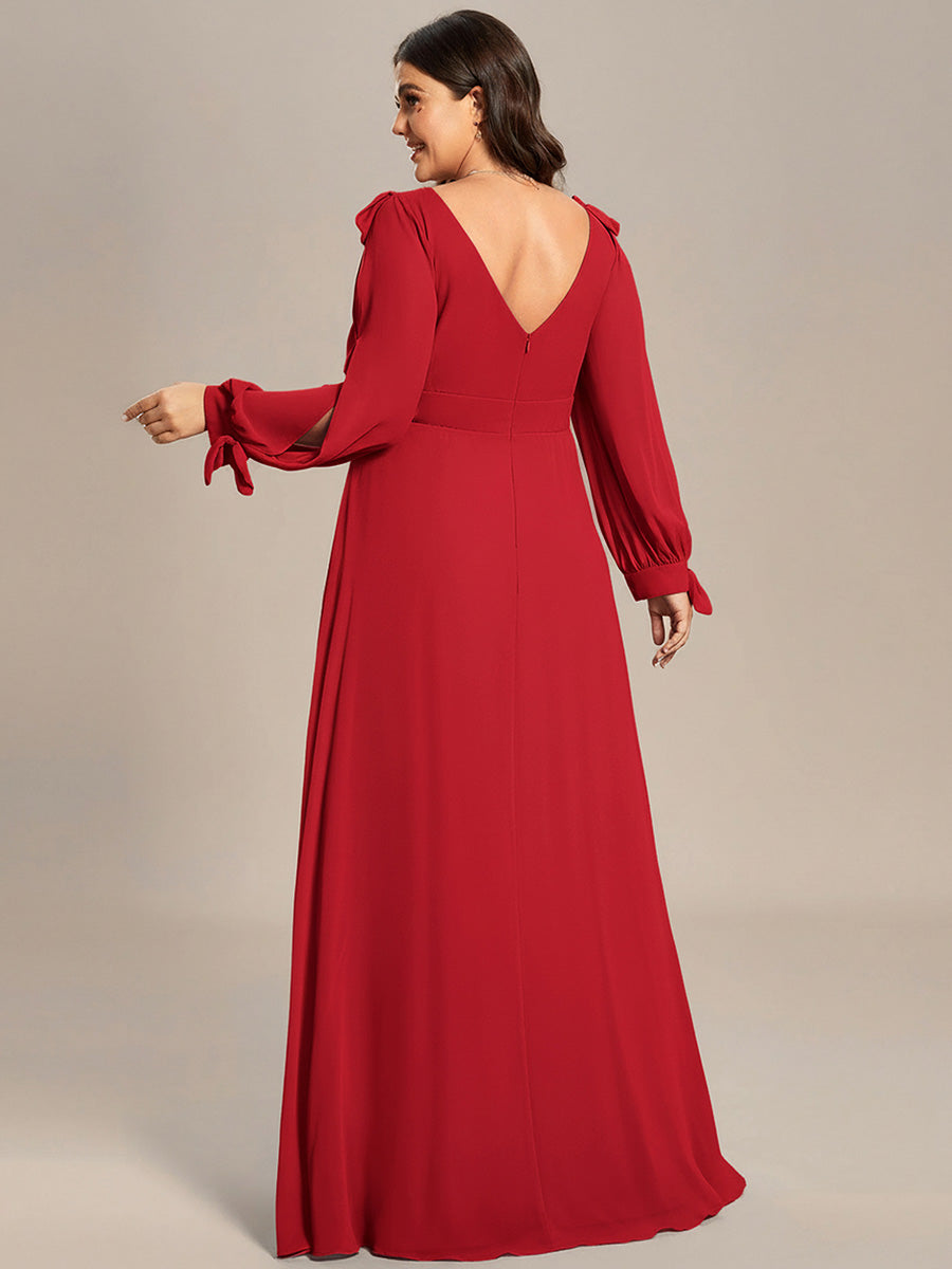 Robe invitée mariage à manches fendues et dos nu #Couleur_Rouge