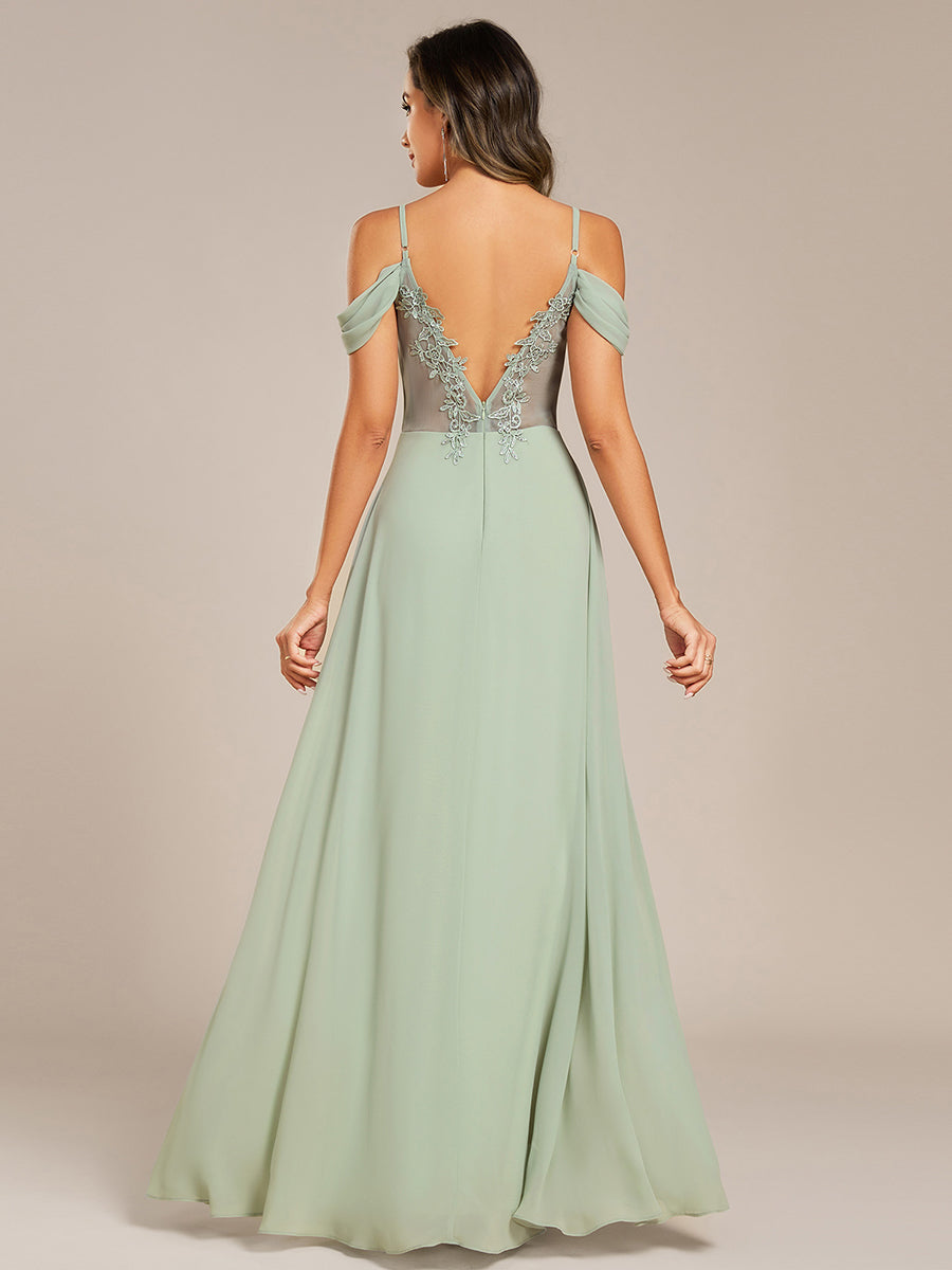 Robe de demoiselle d'honneur transparente dos nu #Couleur_Menthe Verte
