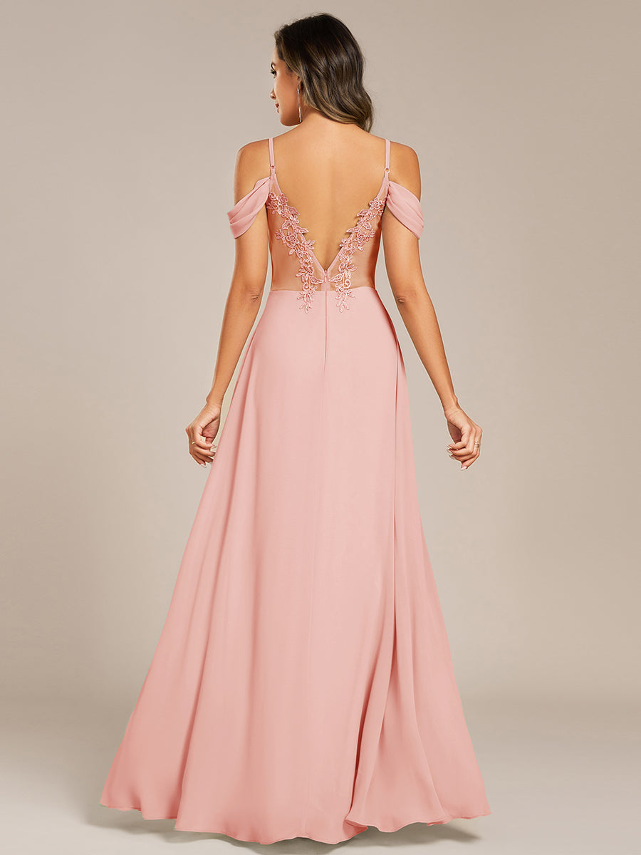 Robe de demoiselle d'honneur transparente dos nu #Couleur_Rose