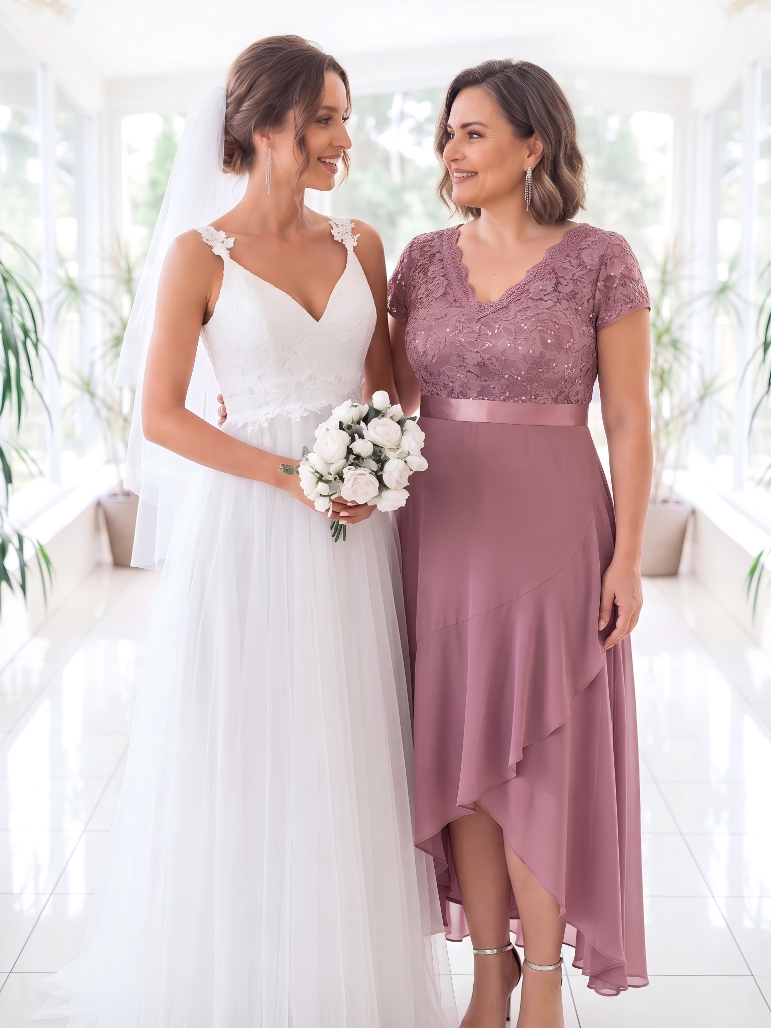 robe asymétrique à encolure en V profonde à manches courtes avec volants et patchwork à ourlet haut bas #Couleur_Orchidee