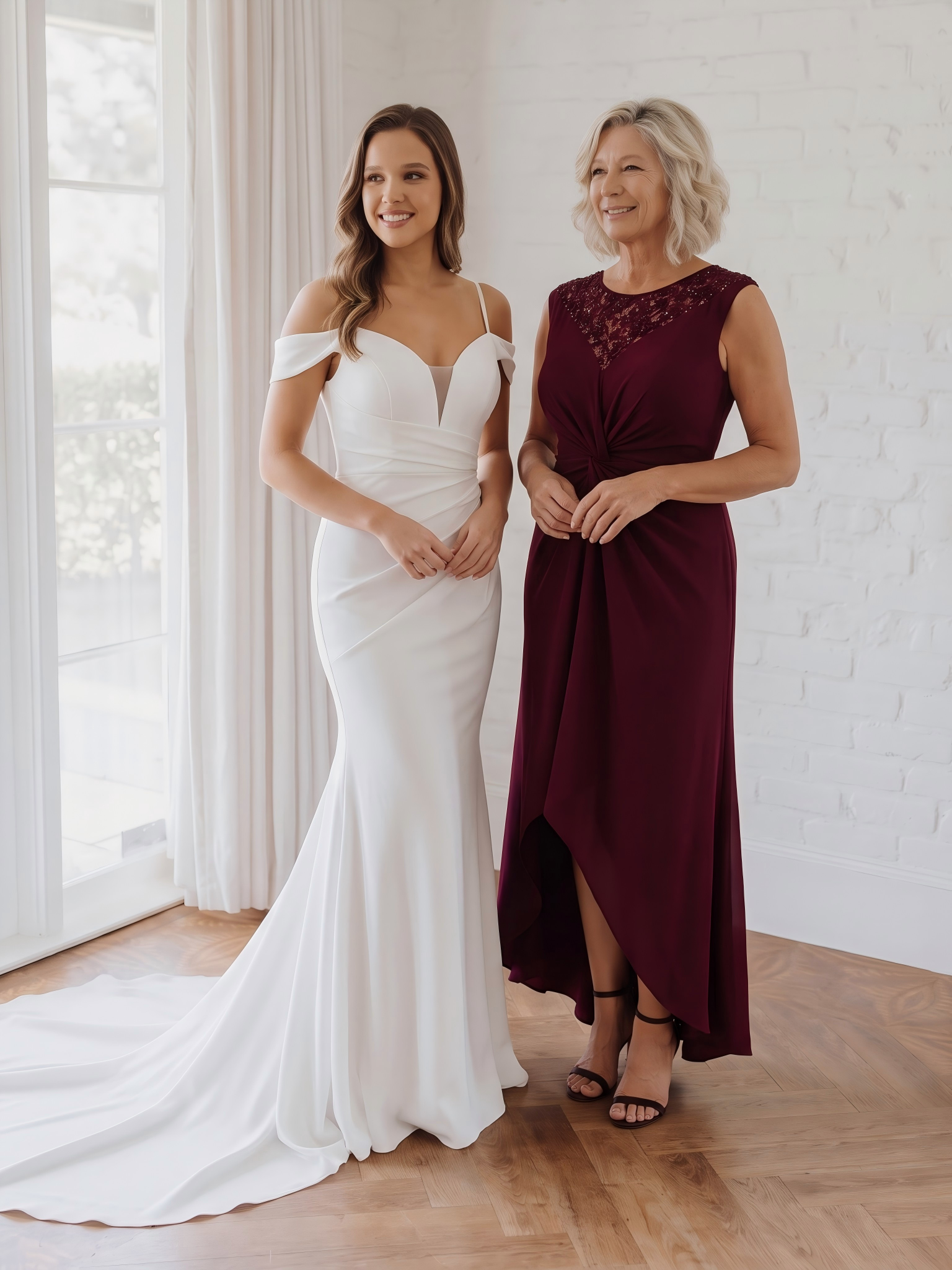 Robe A-Line ¨¤ sequins avec manches courtes et d¨¦tails transparents col rond et ourlet asym¨¦trique #Couleur_Bordeaux