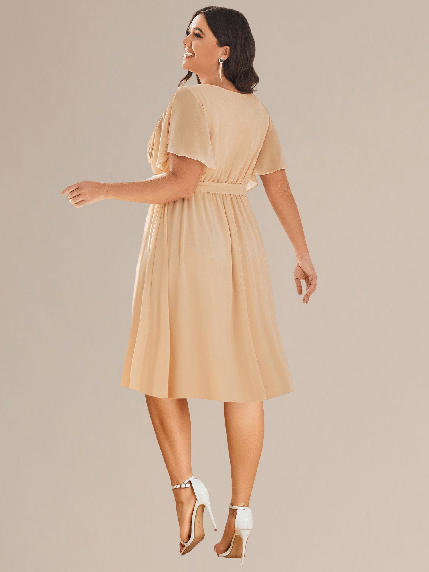 ever HARLOW|Robe de demoiselle d'honneur mi-longue nouée à la taille #Couleur_Charbon