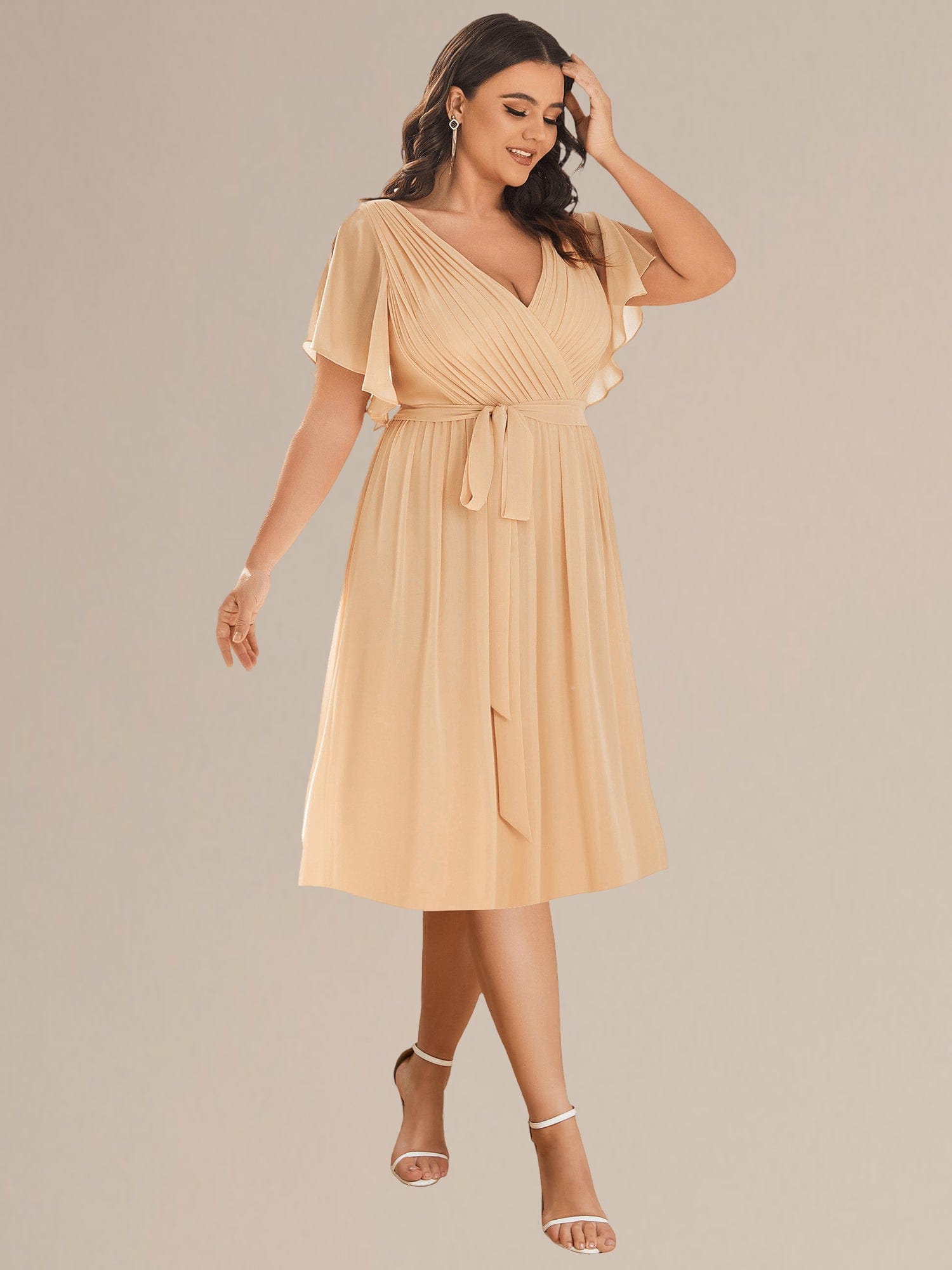 ever HARLOW|Robe de demoiselle d'honneur mi-longue nouée à la taille #Couleur_Charbon
