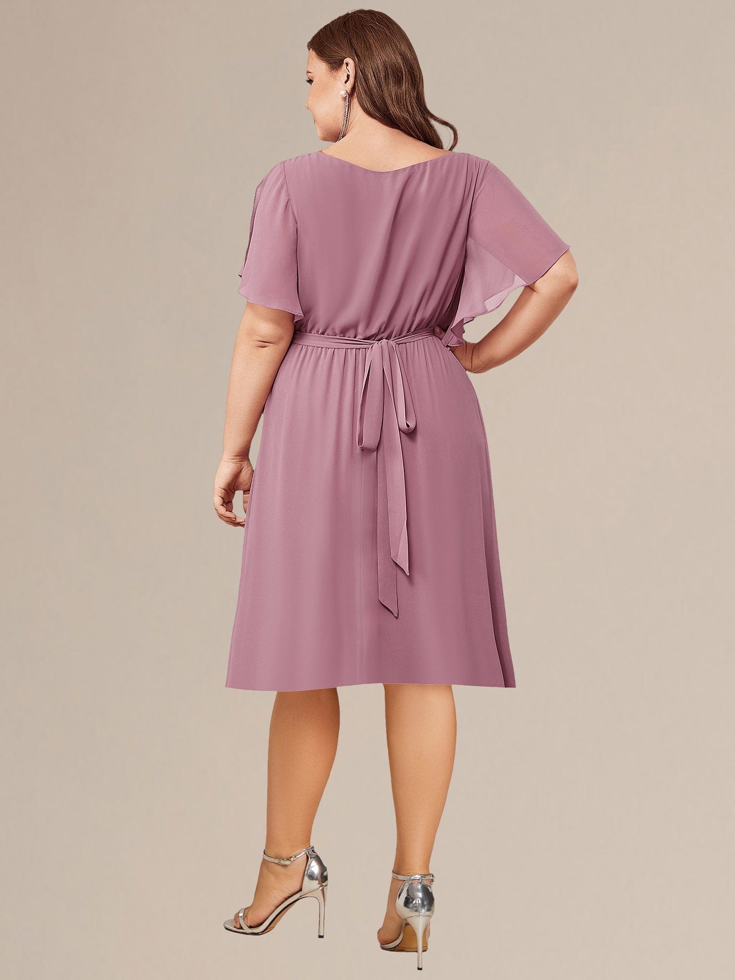 ever HARLOW|Robe de demoiselle d'honneur mi-longue nouée à la taille #Couleur_Orchidee