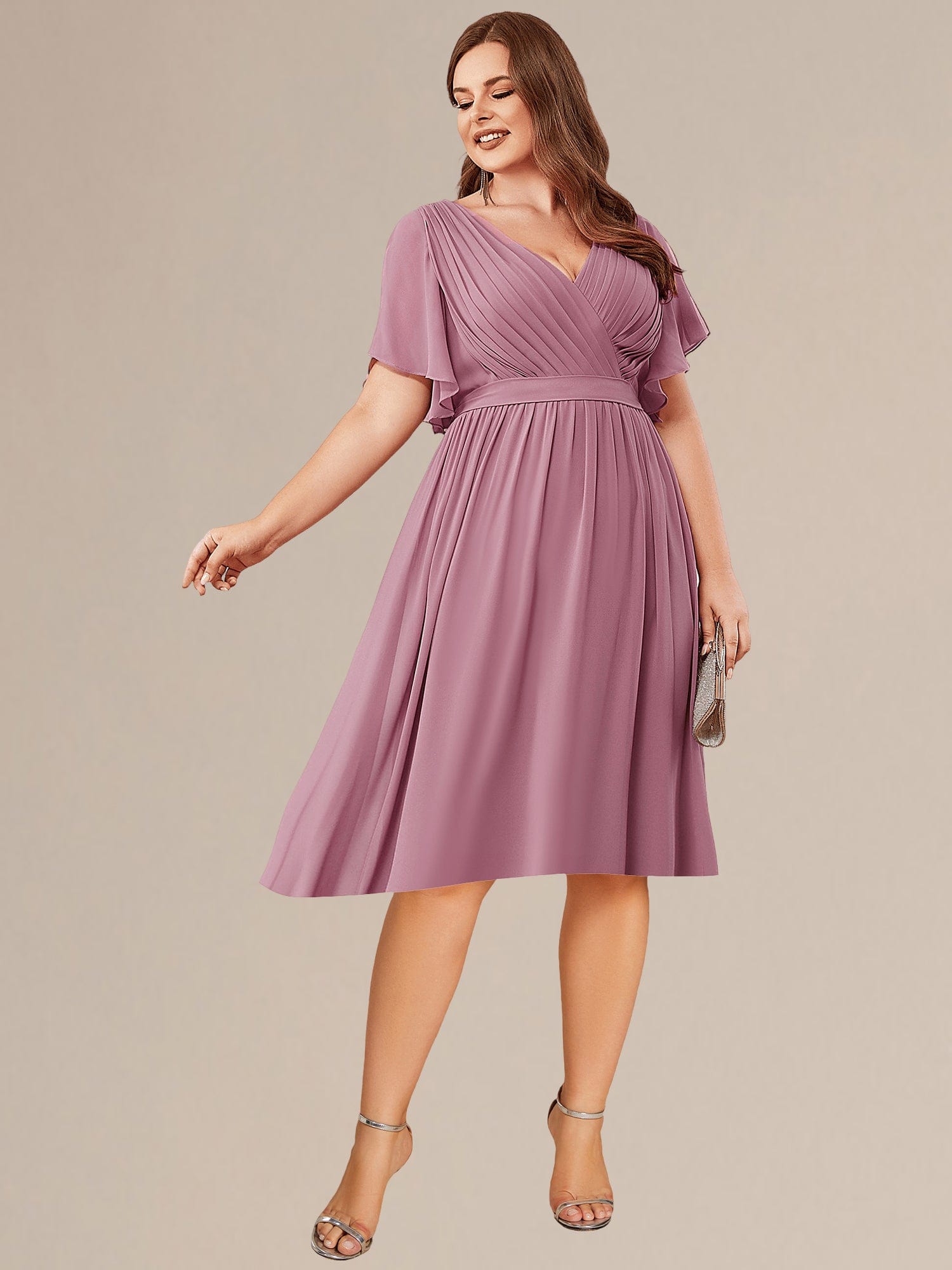 ever HARLOW|Robe de demoiselle d'honneur mi-longue nouée à la taille #Couleur_Orchidee