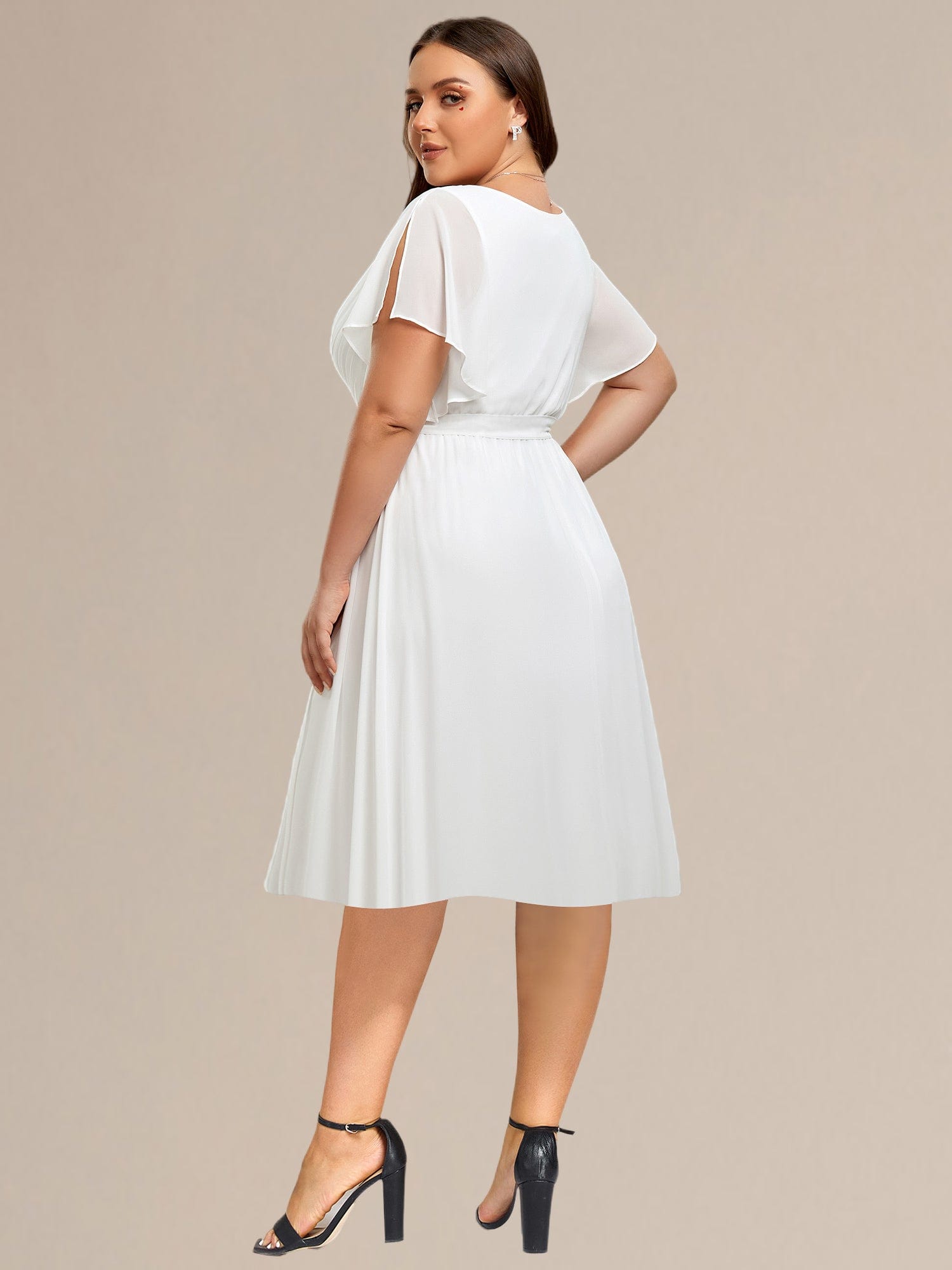ever HARLOW|Robe de demoiselle d'honneur mi-longue nouée à la taille #Couleur_Blanc