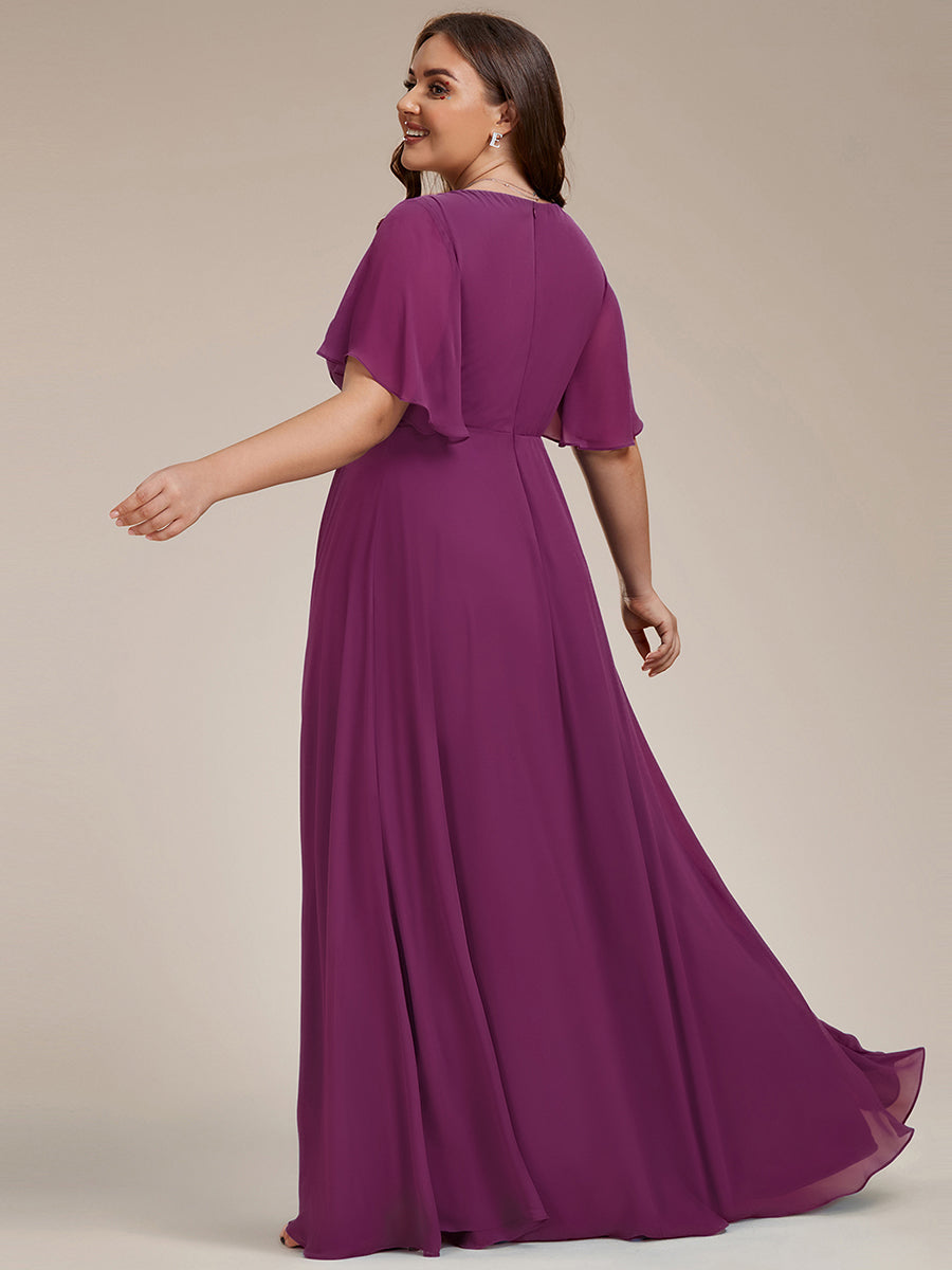 Robe de soirée élégante en mousseline de soie avec manches flottantes #Couleur_Fuchsia