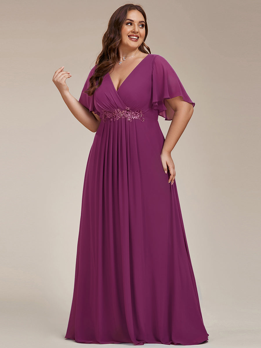 Robe de soirée élégante en mousseline de soie avec manches flottantes #Couleur_Fuchsia