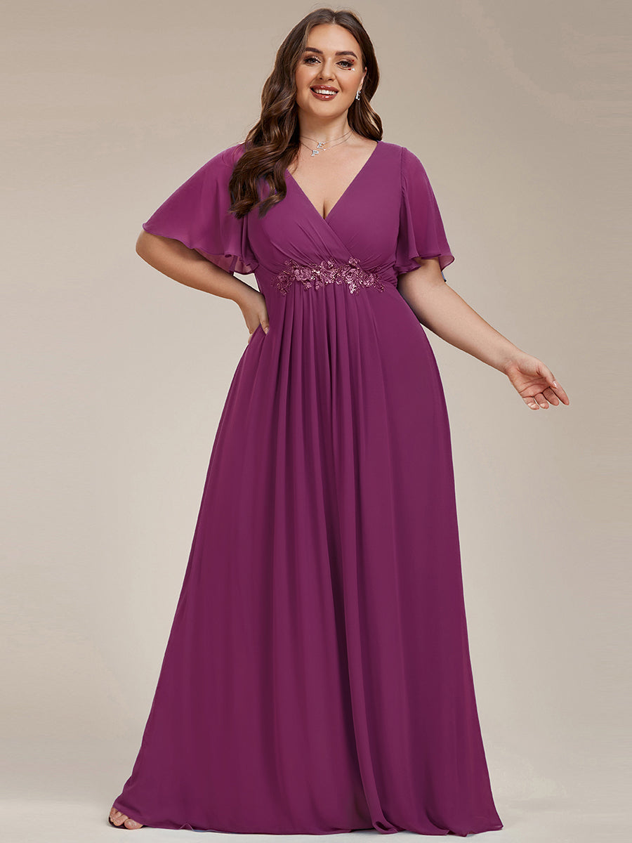 Robe de soirée élégante en mousseline de soie avec manches flottantes #Couleur_Fuchsia