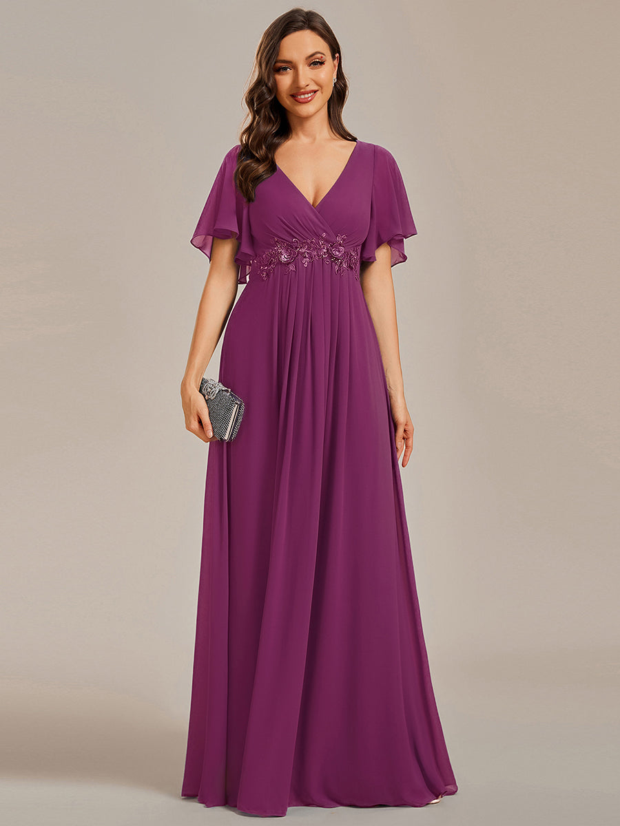 Robe de soirée élégante en mousseline de soie avec manches flottantes #Couleur_Fuchsia