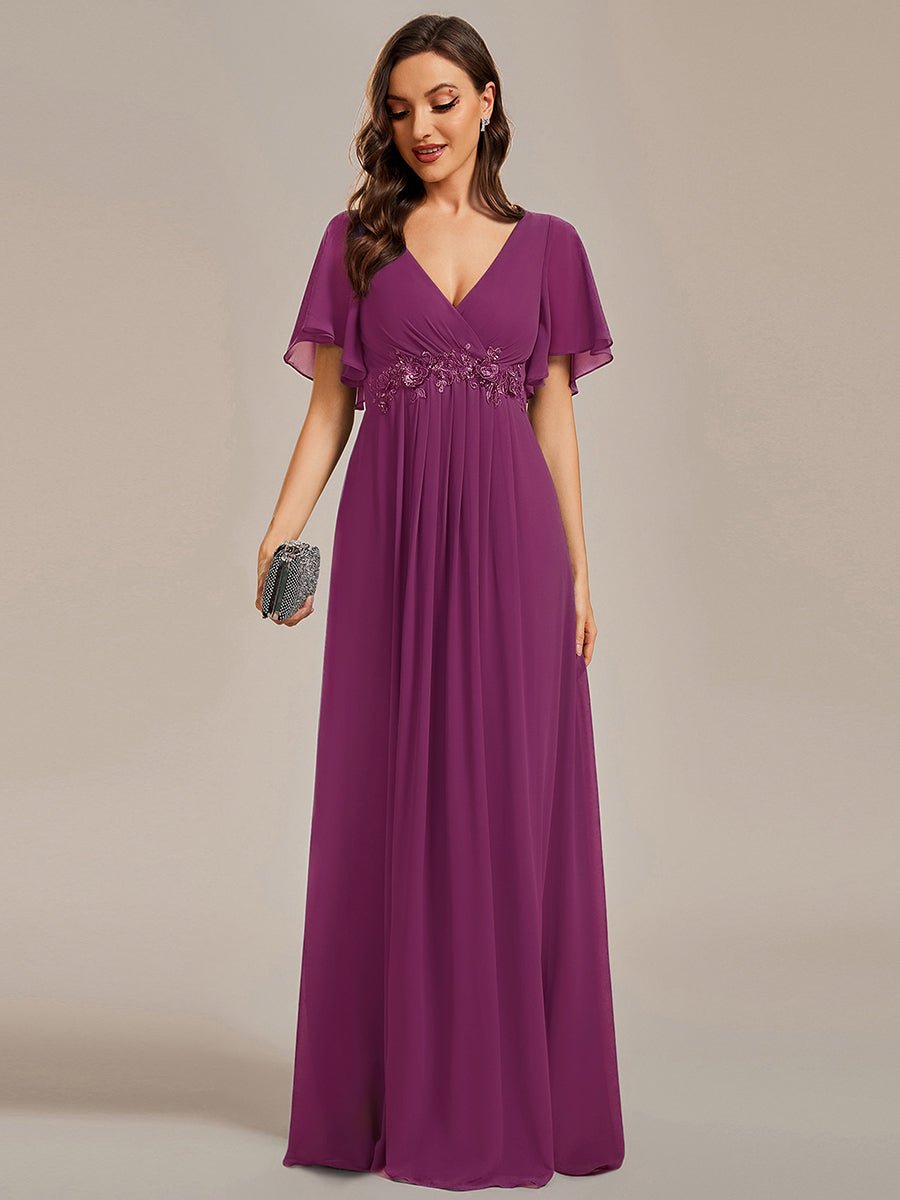Robe de soirée élégante en mousseline de soie avec manches flottantes #Couleur_Fuchsia