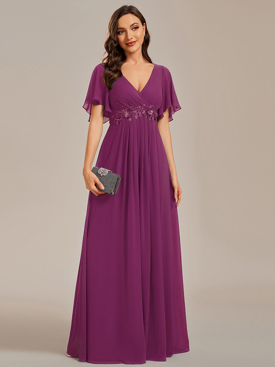 Robe de soirée élégante en mousseline de soie avec manches flottantes #Couleur_Fuchsia