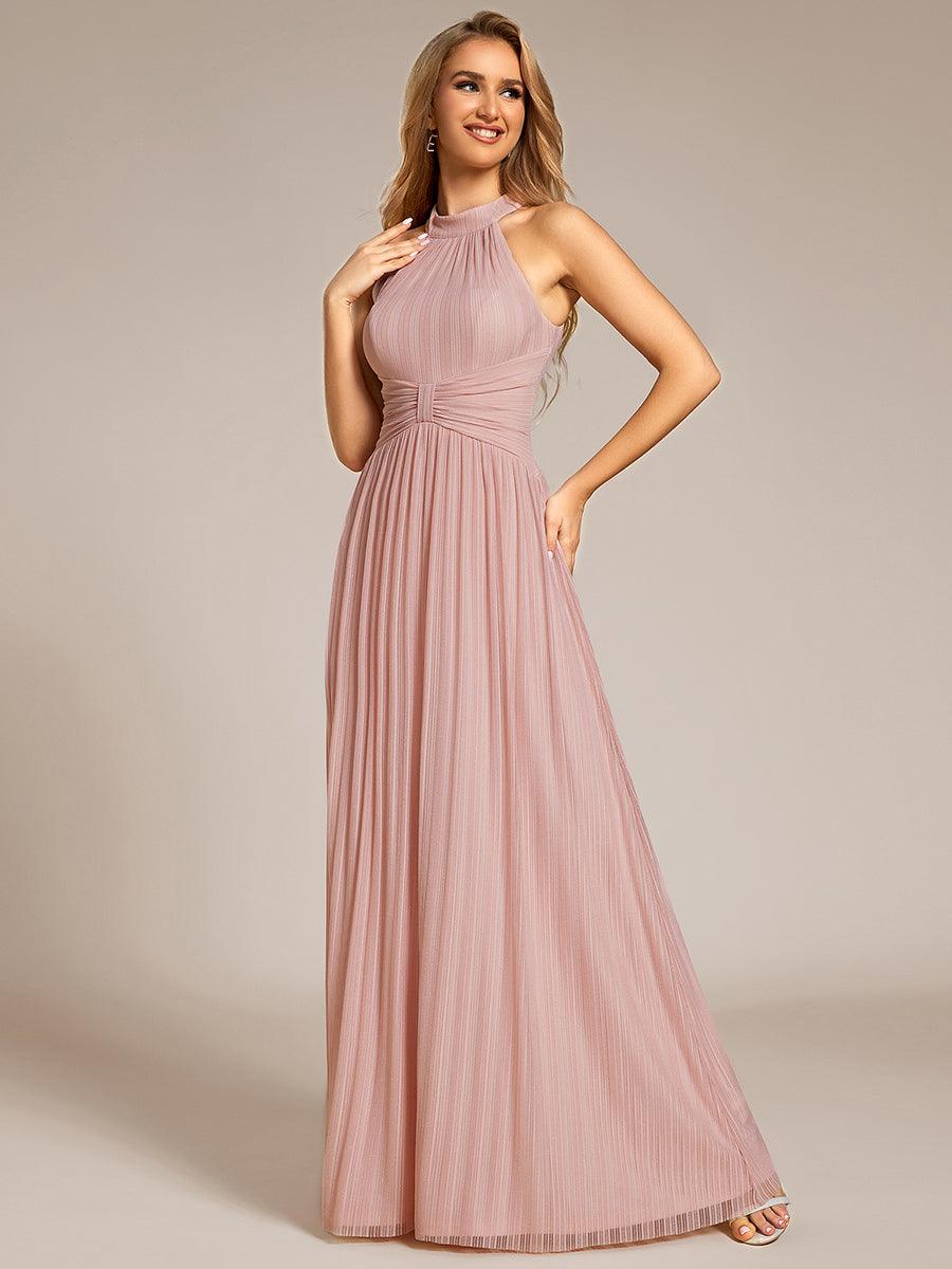 Robe de soirée formelle scintillante à col licou avec silhouette trapèze #Couleur_Rose
