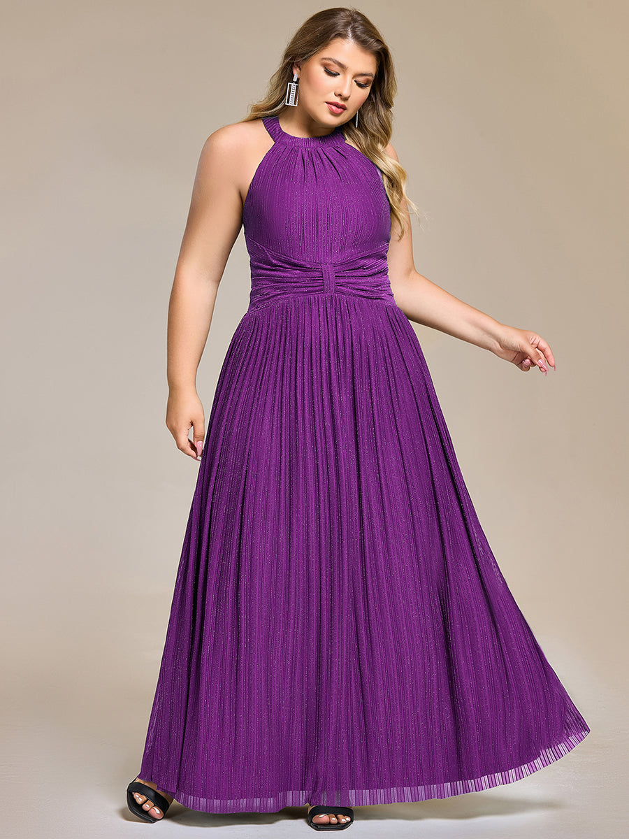 Robe de soirée formelle scintillante à col licou avec silhouette trapèze #Couleur_Raisin pétillant