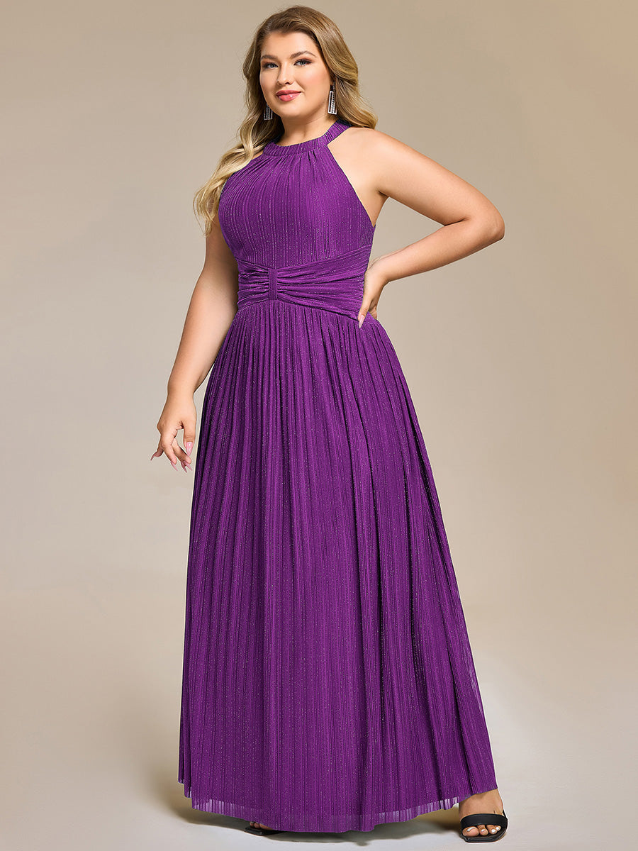 Robe de soirée formelle scintillante à col licou avec silhouette trapèze #Couleur_Raisin pétillant