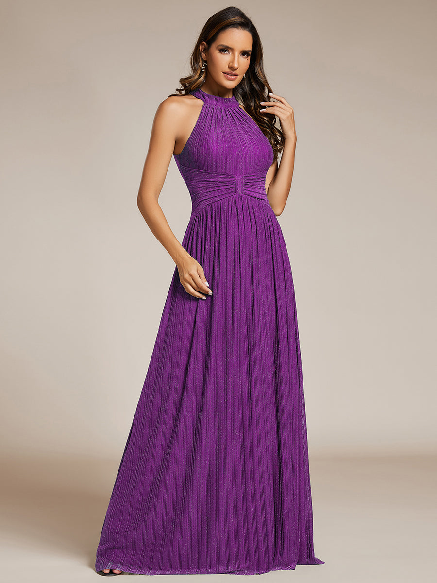 Robe de soirée formelle scintillante à col licou avec silhouette trapèze #Couleur_Raisin pétillant