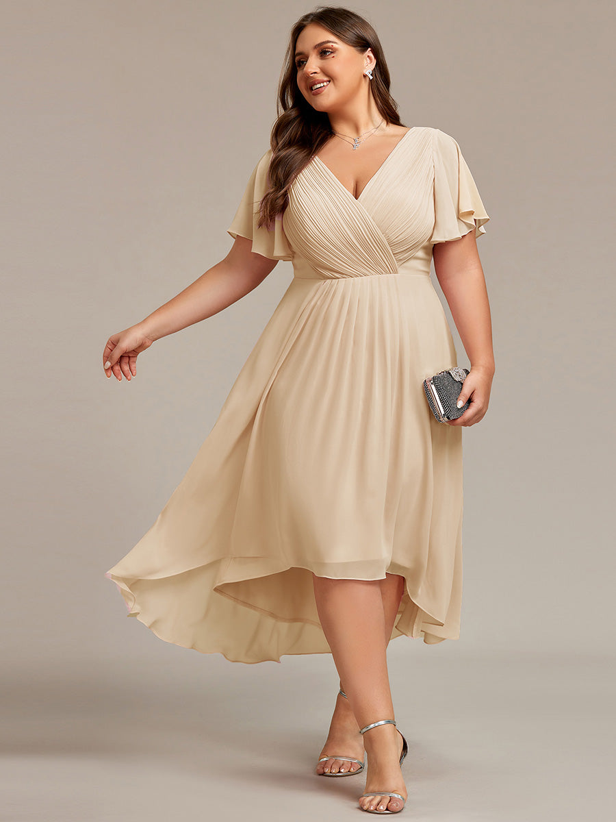 Robe d'invité de mariage chic à col en V #Couleur_Or