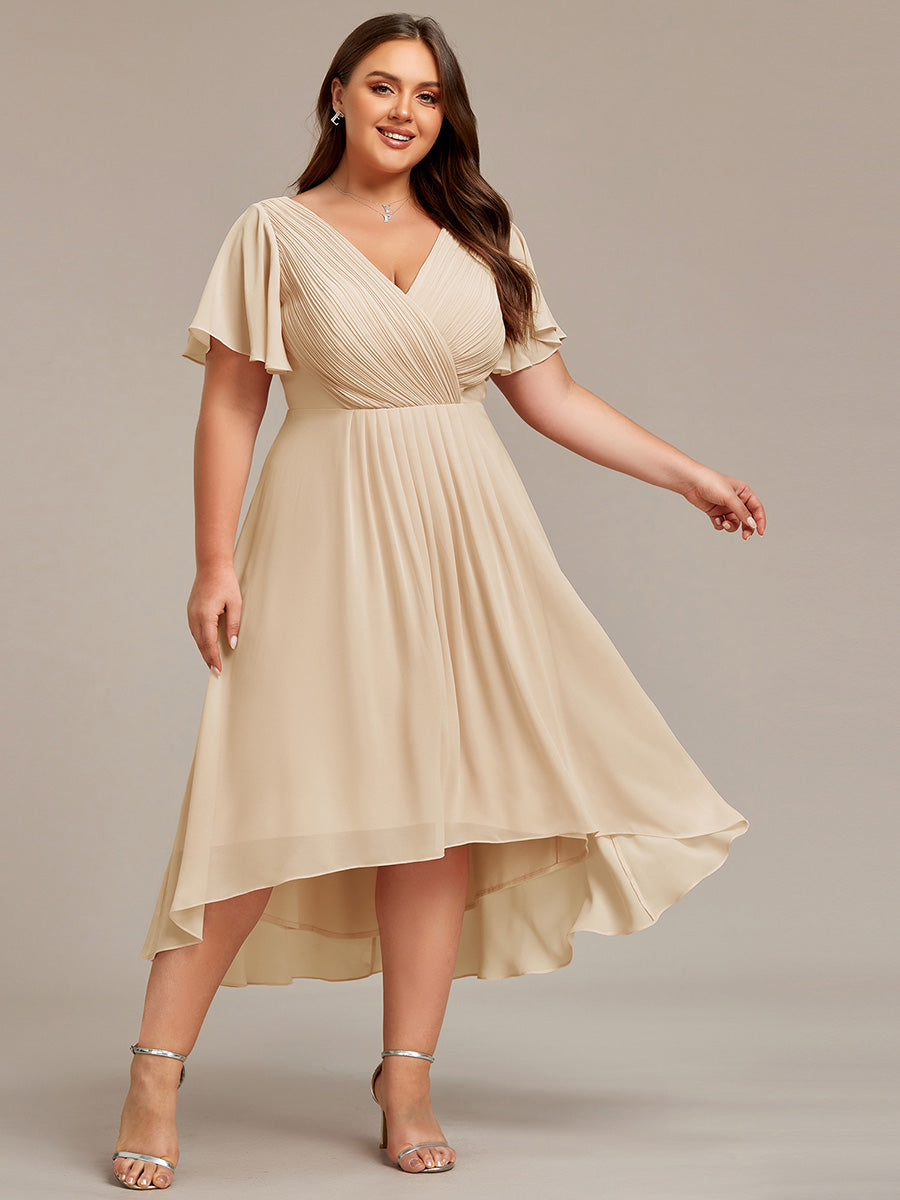 Robe d'invité de mariage chic à col en V #Couleur_Or