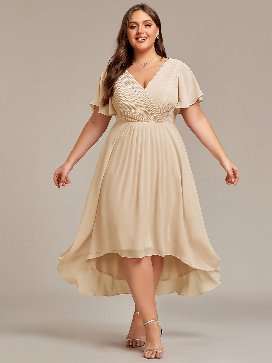 Robe d'invité de mariage chic à col en V #Couleur_Or