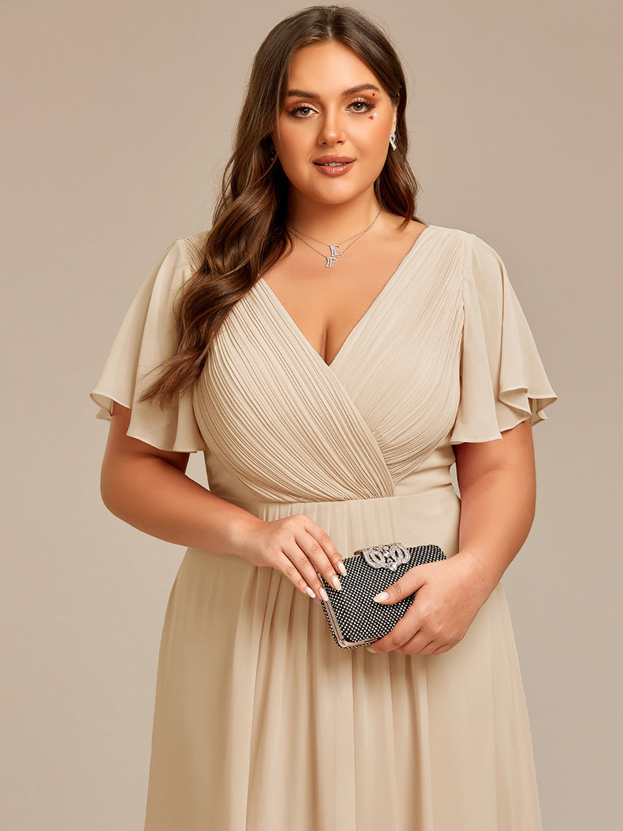 Robe d'invité de mariage chic à col en V #Couleur_Or