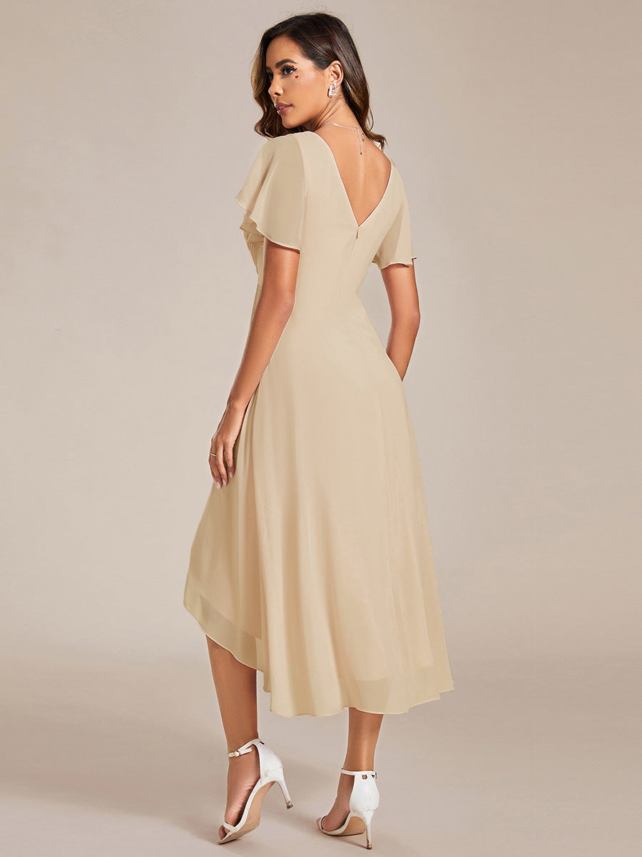 Robe d'invité de mariage chic à col en V #Couleur_Or